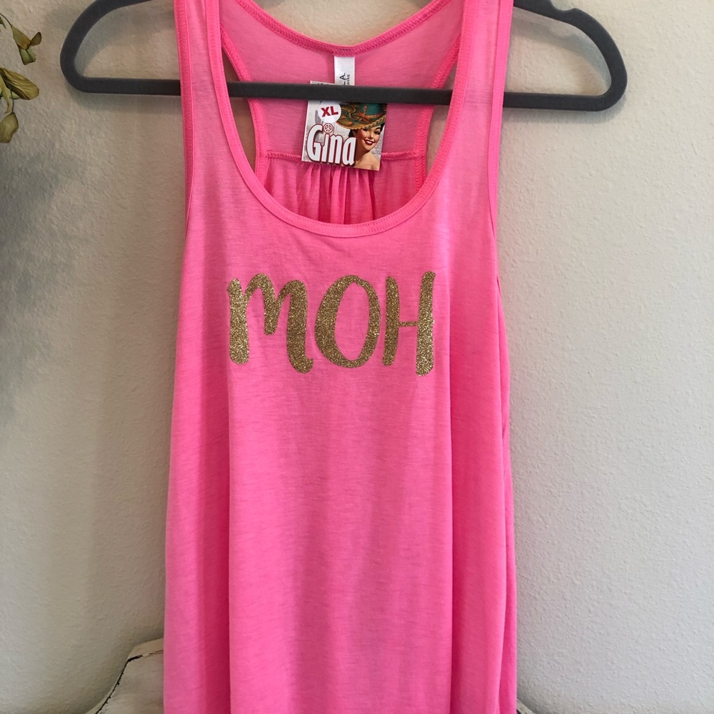 Maid Of Honor MOH Pink Gathered Back Tank …